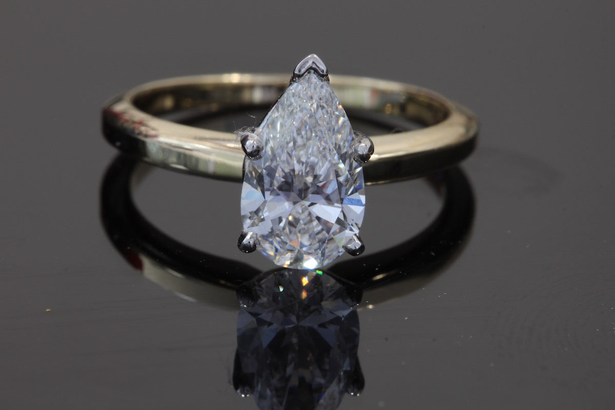 Pear lab diamond ring 1.67ct