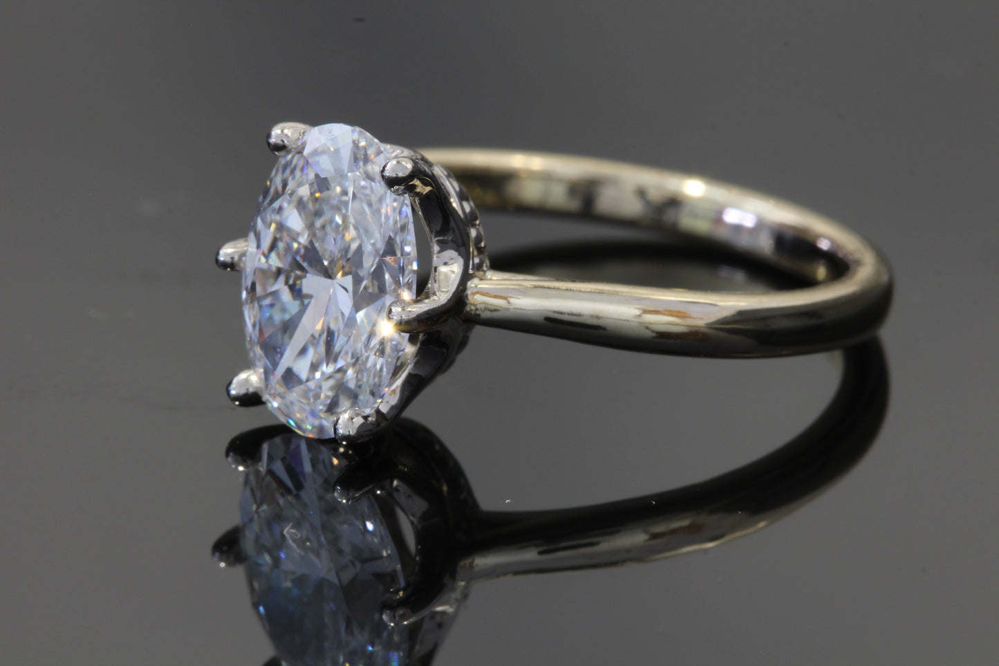 2.30 ct Lab basket oval engagement ring