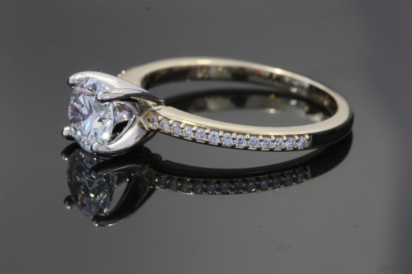 1.05ct Lab accented engagement ring