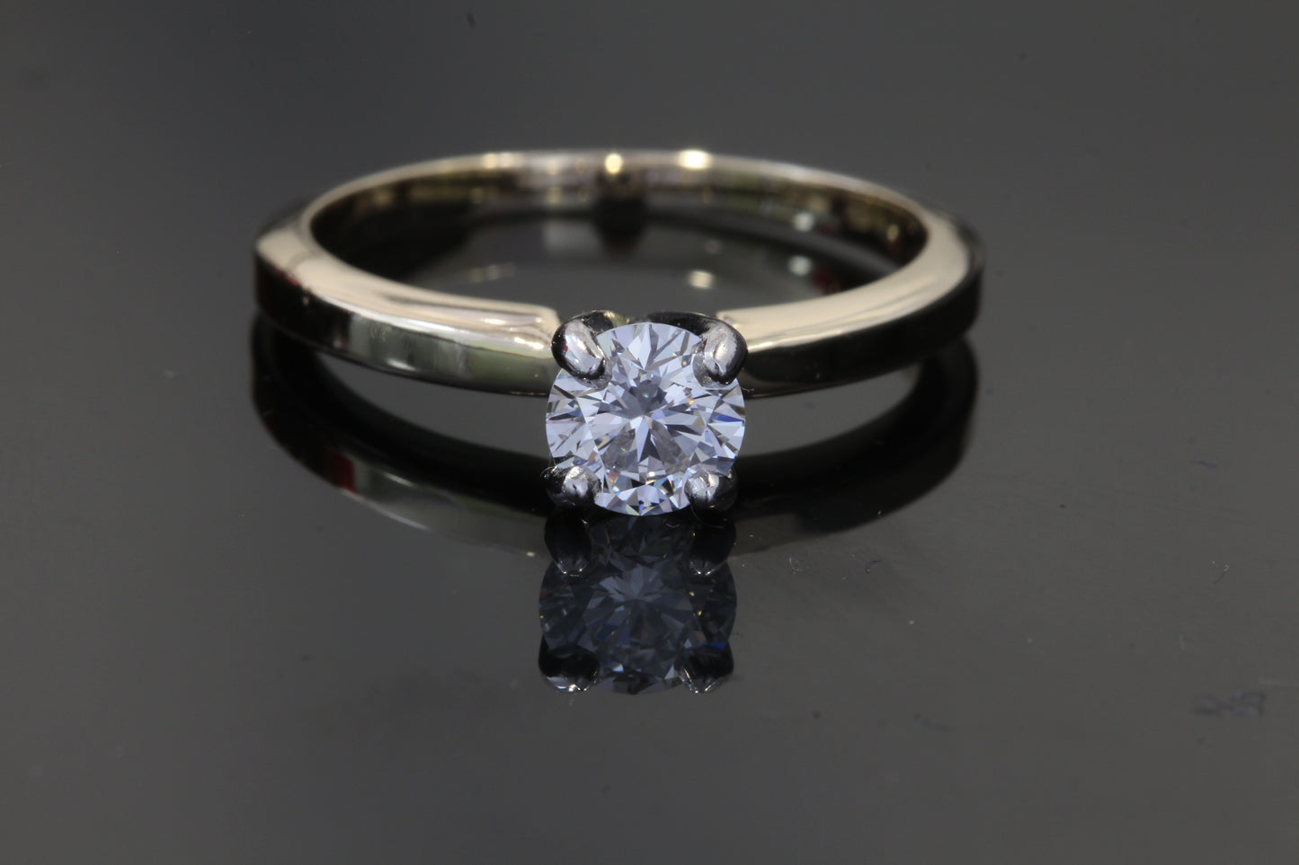 14K Yellow Gold & Platinum Solitaire Engagement Ring .52ct Diamond