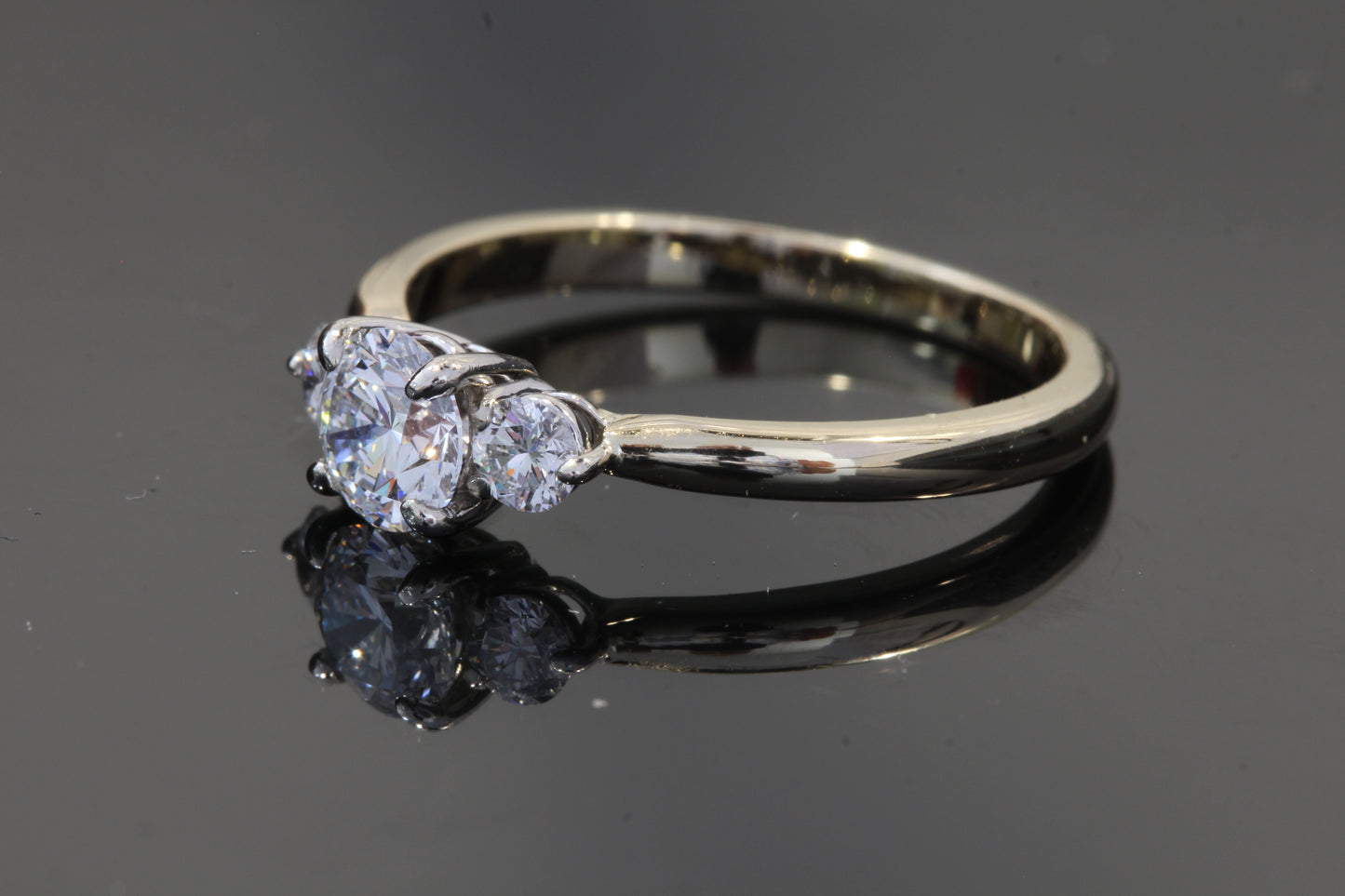 14K Yellow & White Gold Three-Stone Engagement Ring