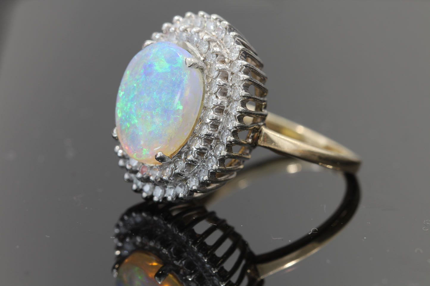 Estate Opal and diamond ring 14k