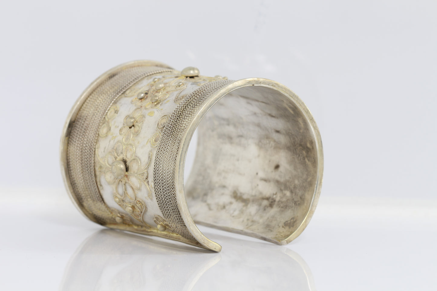 Estate silver wide bangle