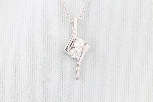 14k two diamond necklace