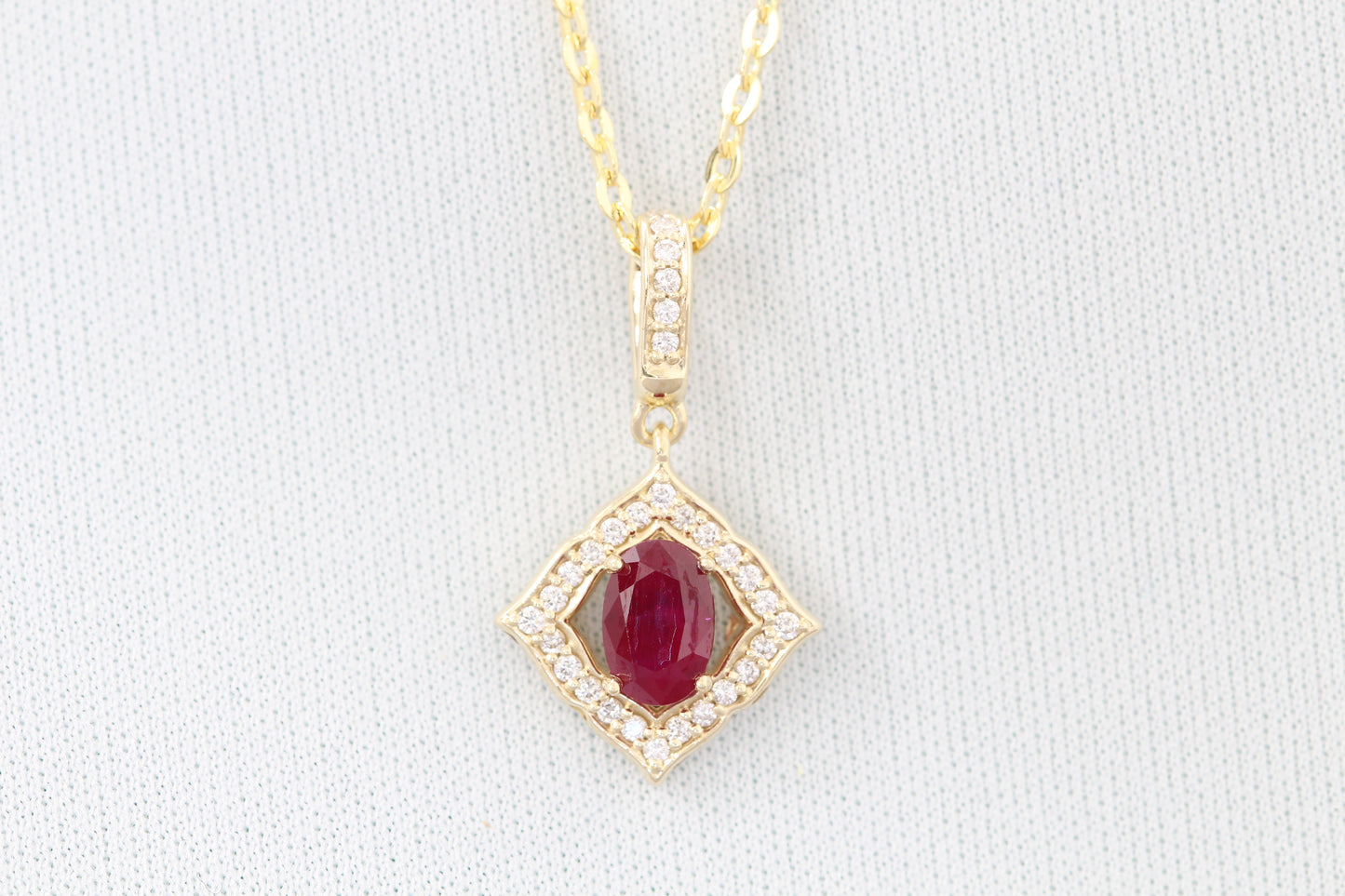 14k ruby clover necklace
