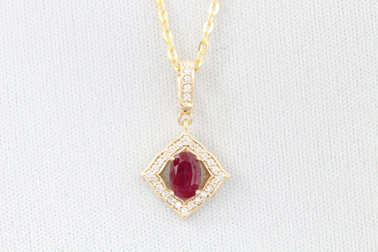14k ruby clover necklace