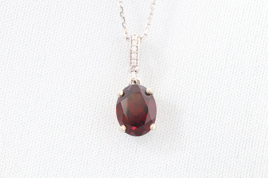 14k gold garnet and diamond necklace