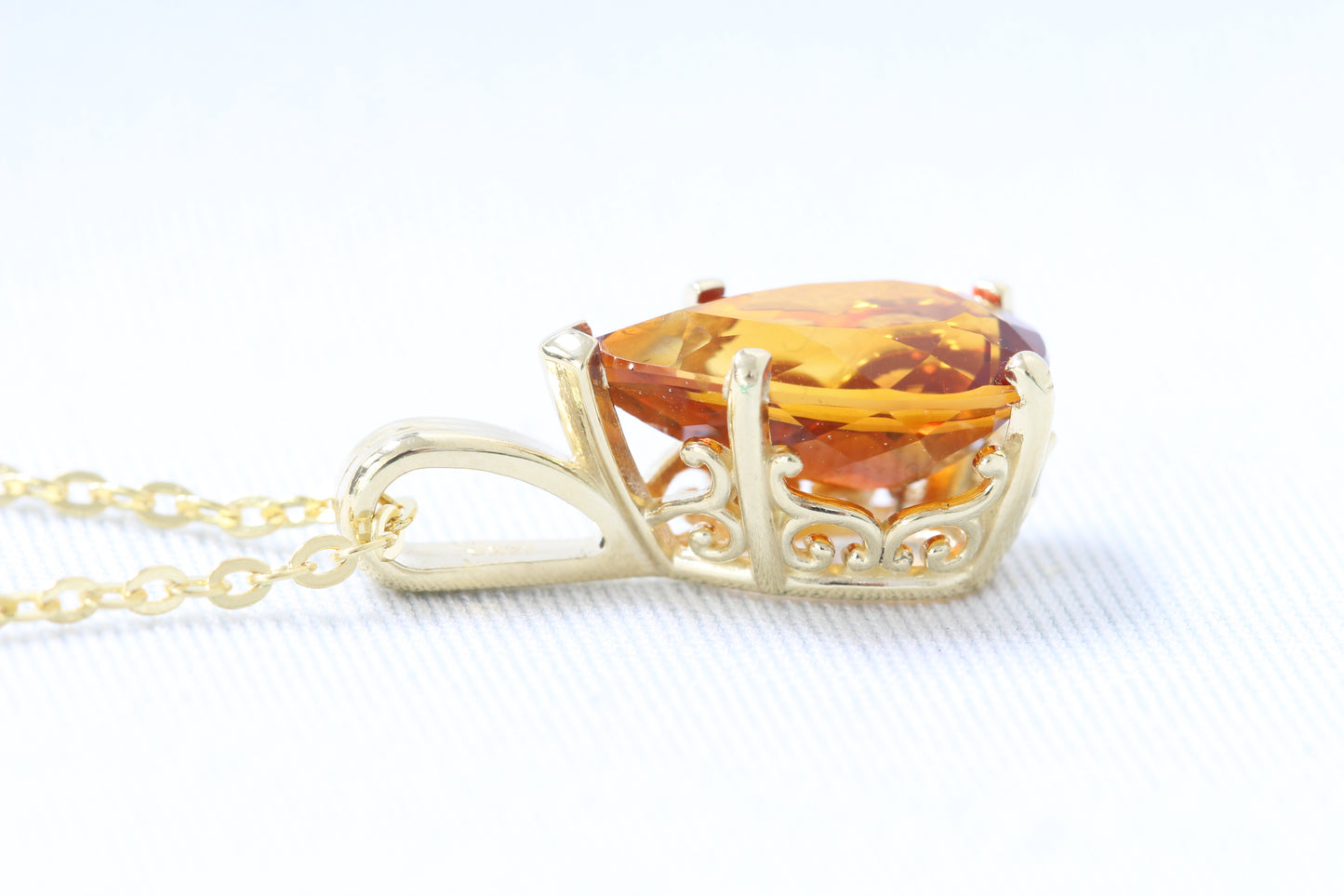 14k gold orange citrine necklace