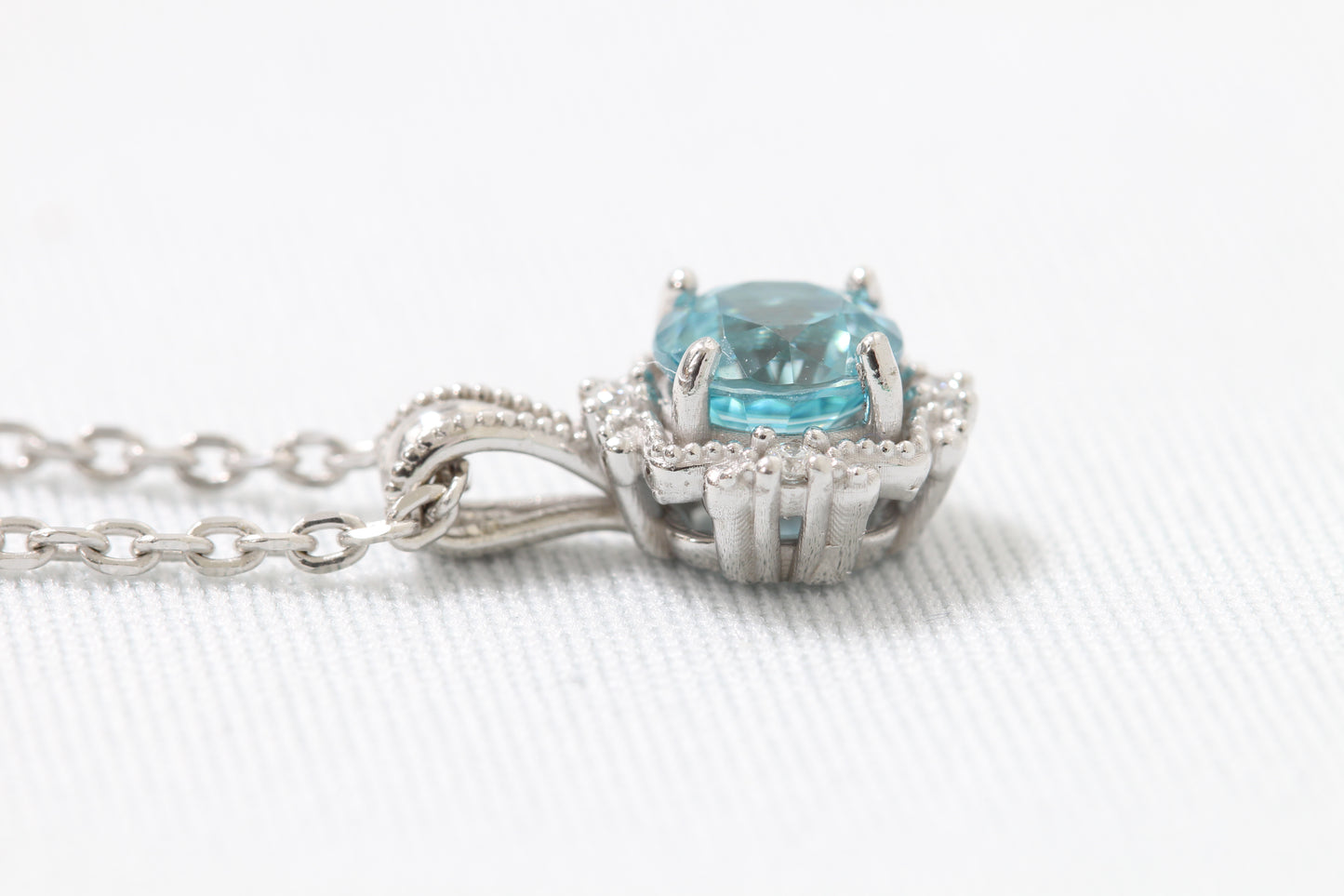 14k blue zircon and diamond necklace