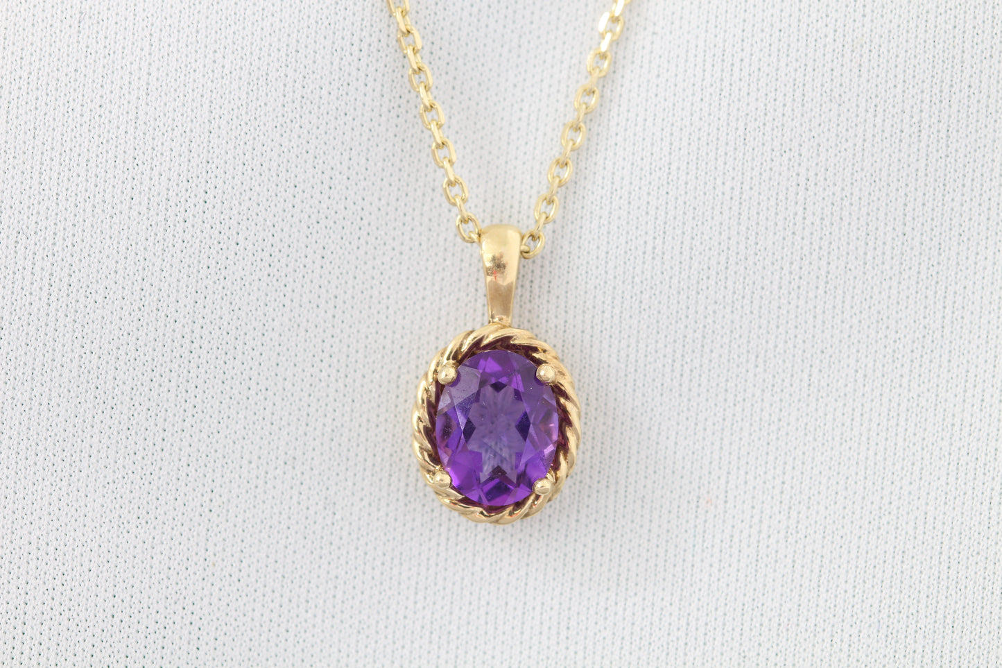 14k oval amethyst necklace