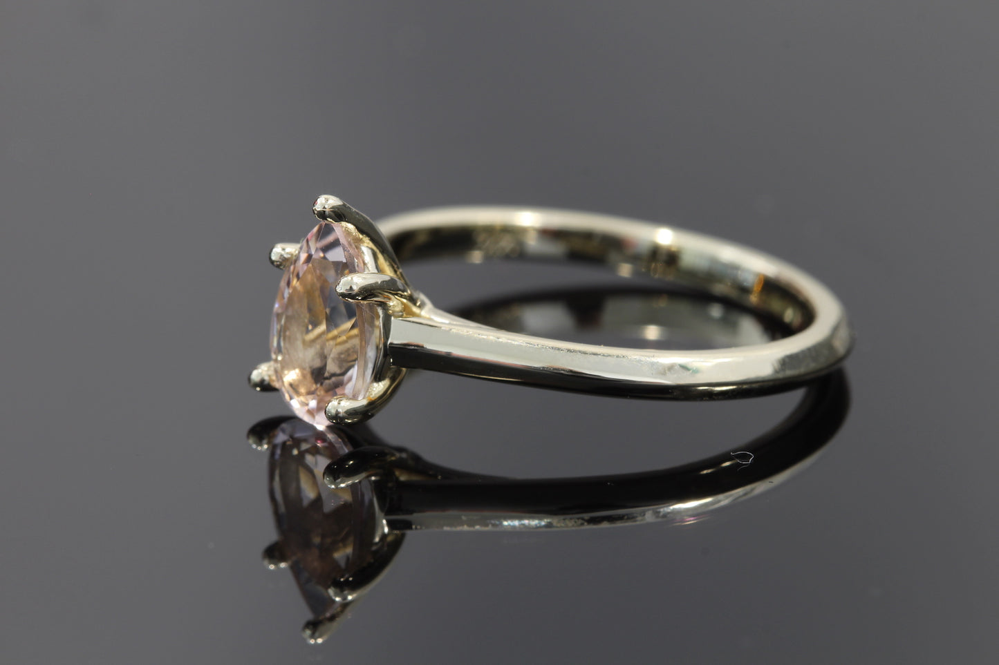 14ky Pear morganite ring