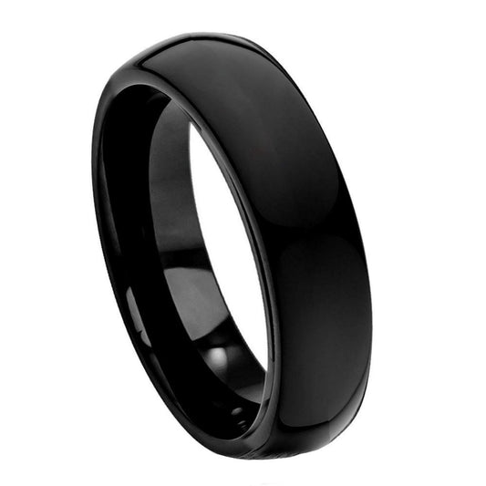 Men’s Black Tungsten Wedding Band – 6mm Tiffany-Style Domed Profile