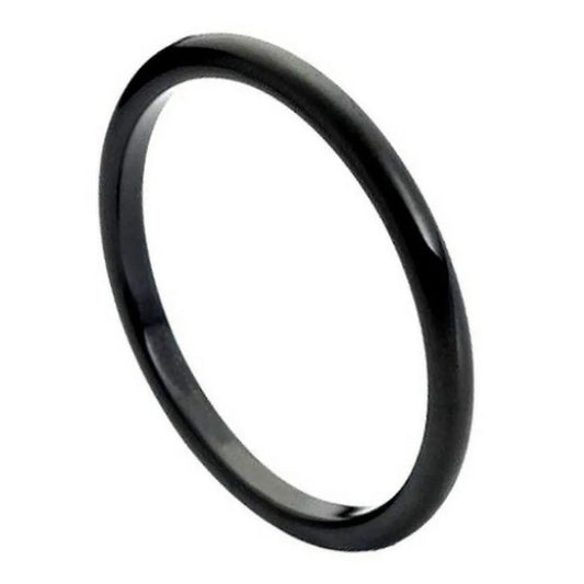 2mm Tungsten Ring – High-Polished Black Finish
