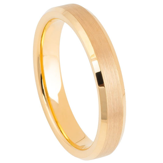 Gold Tungsten Wedding Band – 4mm Chamfered Edge