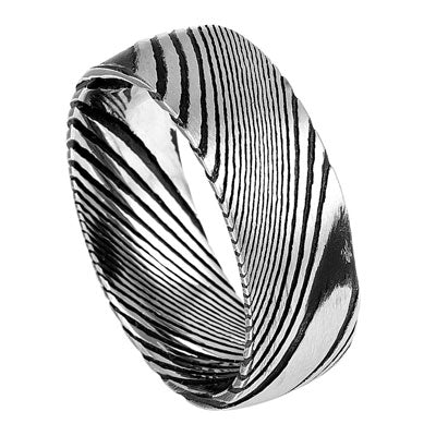 Men’s Damascus-Style Wedding Band – 8mm