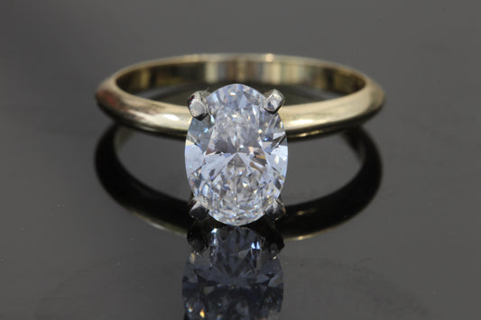 Oval lab diamond solitaire 1.54ct.