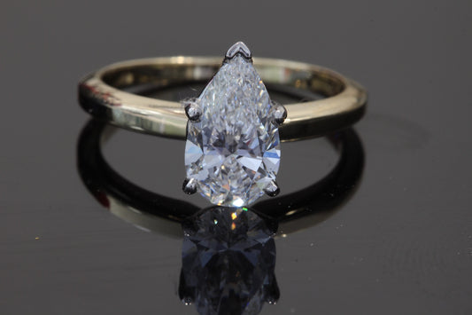 Pear lab diamond ring 1.50ct