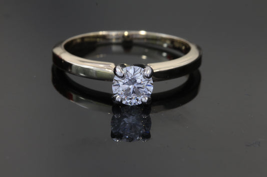 14K Yellow Gold & Platinum Solitaire Engagement Ring .52ct Diamond