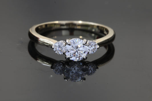 14K Yellow & White Gold Three-Stone Engagement Ring