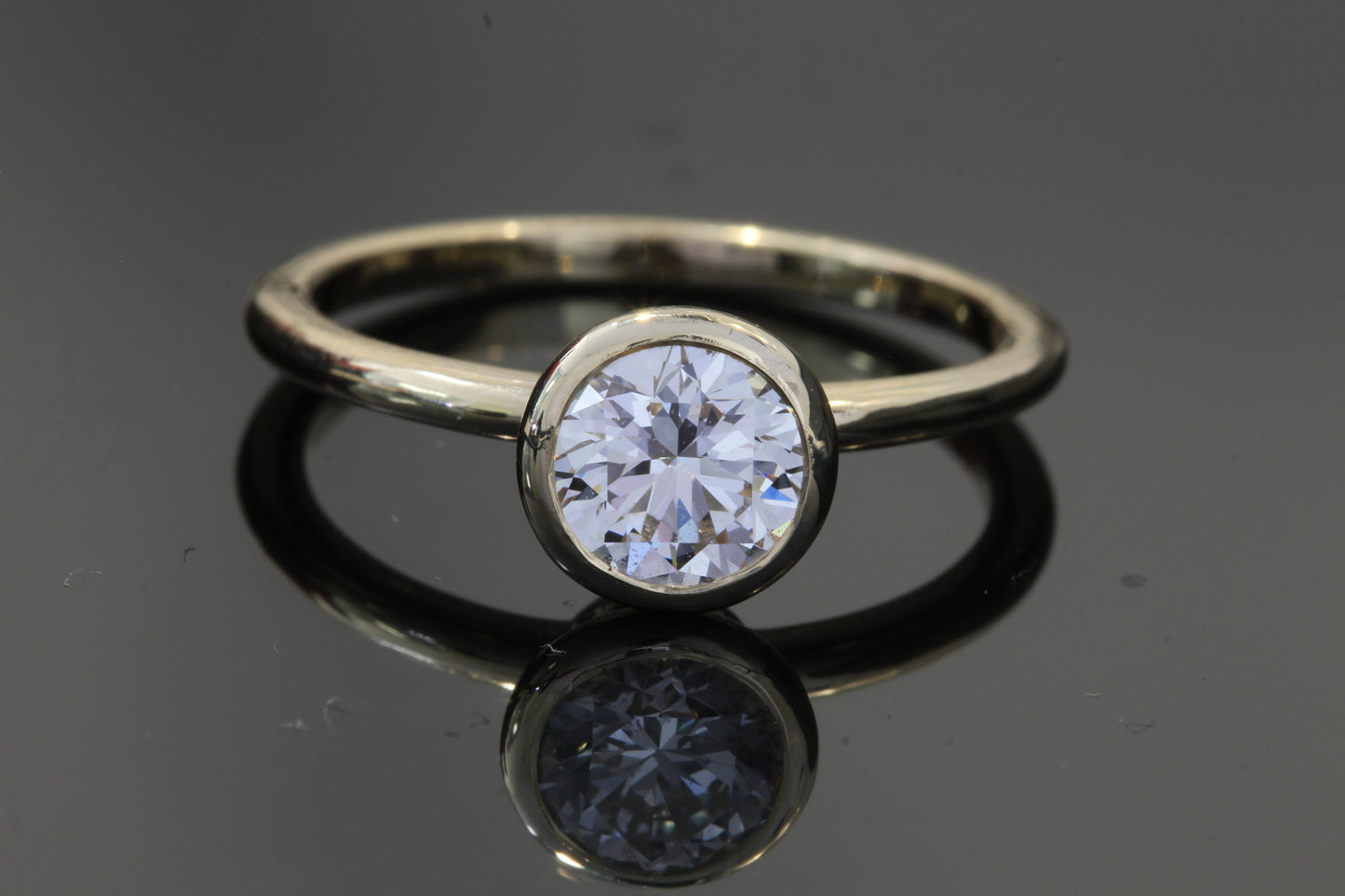 14k Yellow Gold Bezel-Set Lab Diamond Ring