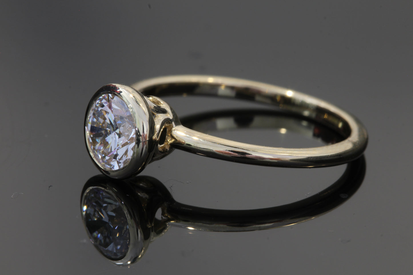 14k Yellow Gold Bezel-Set Lab Diamond Ring