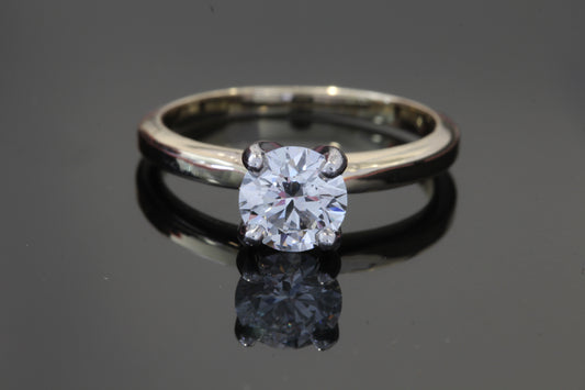 14K Yellow Gold  with Platinum Claws – 1.00ct E VS1 Lab-Grown Diamond