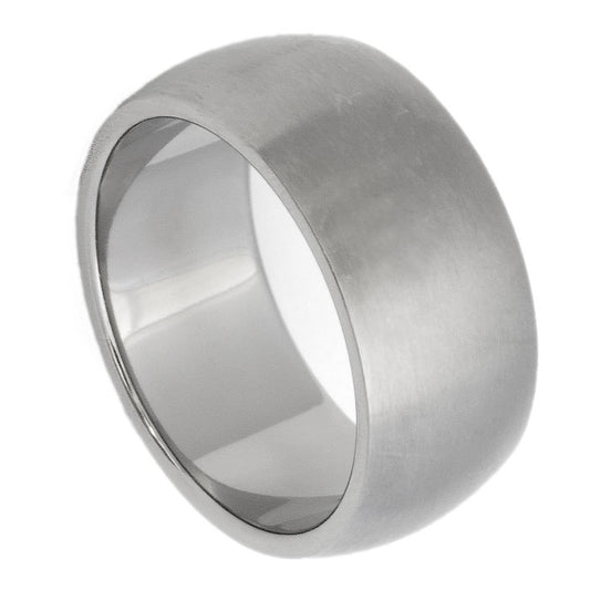 Men’s Titanium Wedding Band – 10mm Domed with Brushed Finish