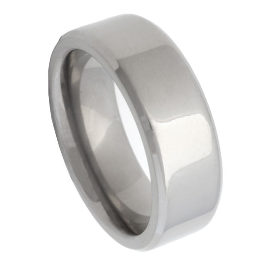 Men’s Titanium Wedding Band – 8mm Flat Profile, Polished Finish