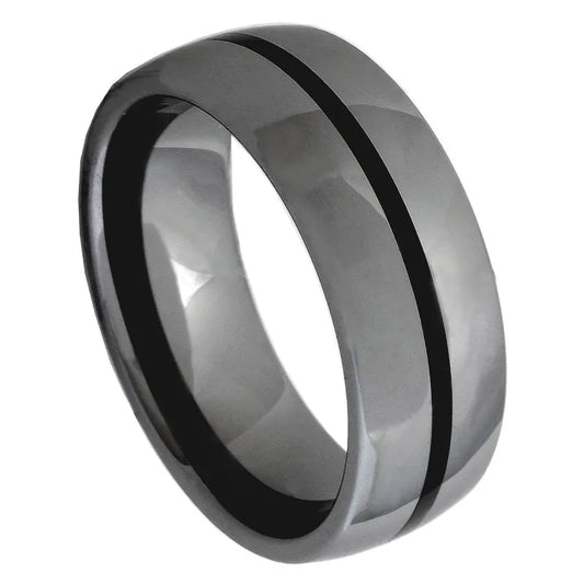 8mm Tungsten Ring – Black Ceramic Inlay