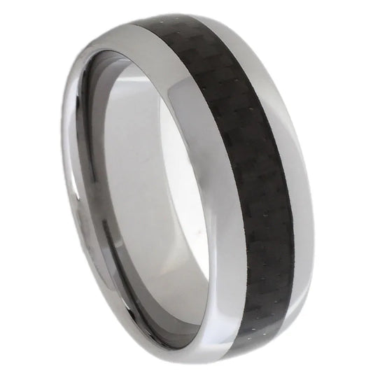 8mm Tungsten Ring with Carbon Fibre Inlay