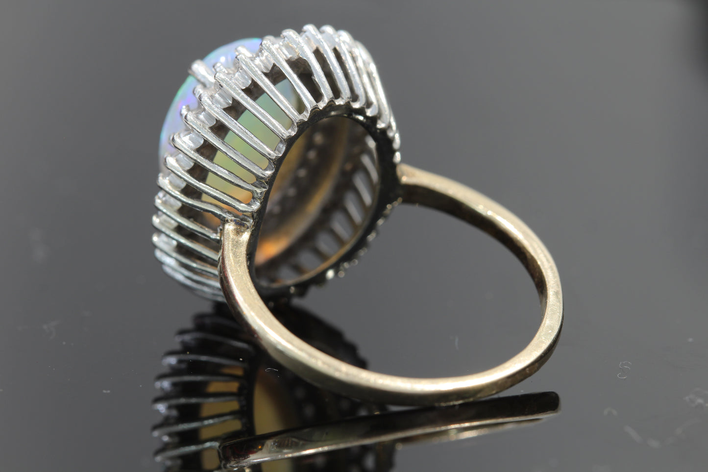 Estate Opal and diamond ring 14k
