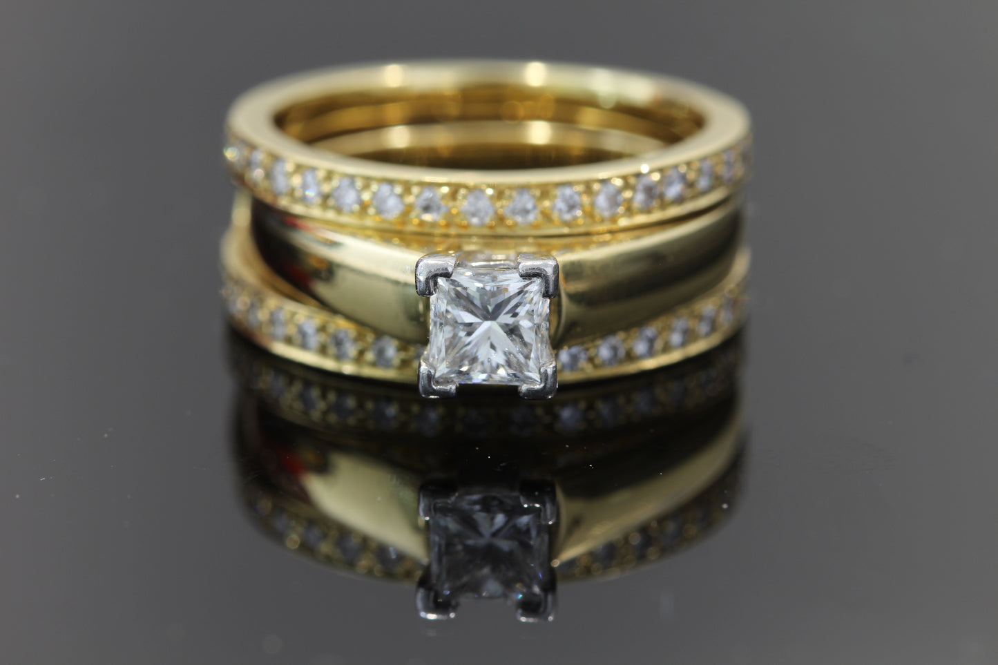 Estate diamond ring and band 18k