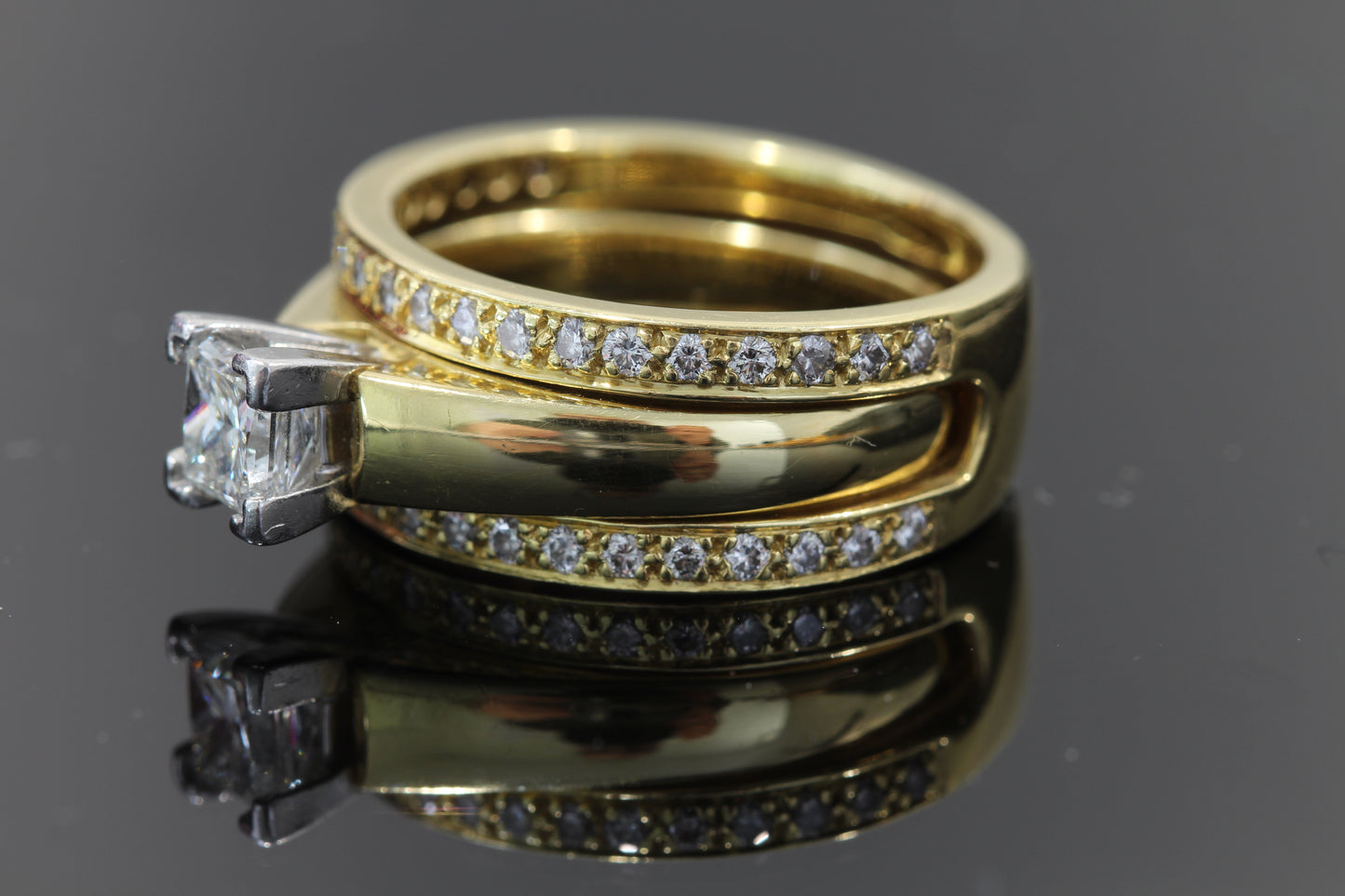 Estate diamond ring and band 18k
