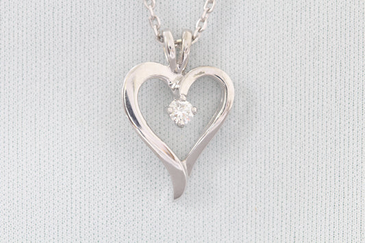 14k diamond heart necklace
