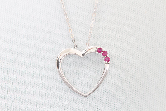 10k gold heart ruby pendant