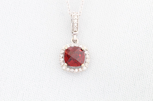 14k gold garnet and diamond necklace