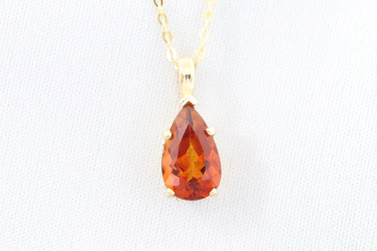 14k gold orange citrine necklace