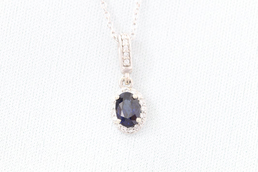 14k gold blue sapphire pendant