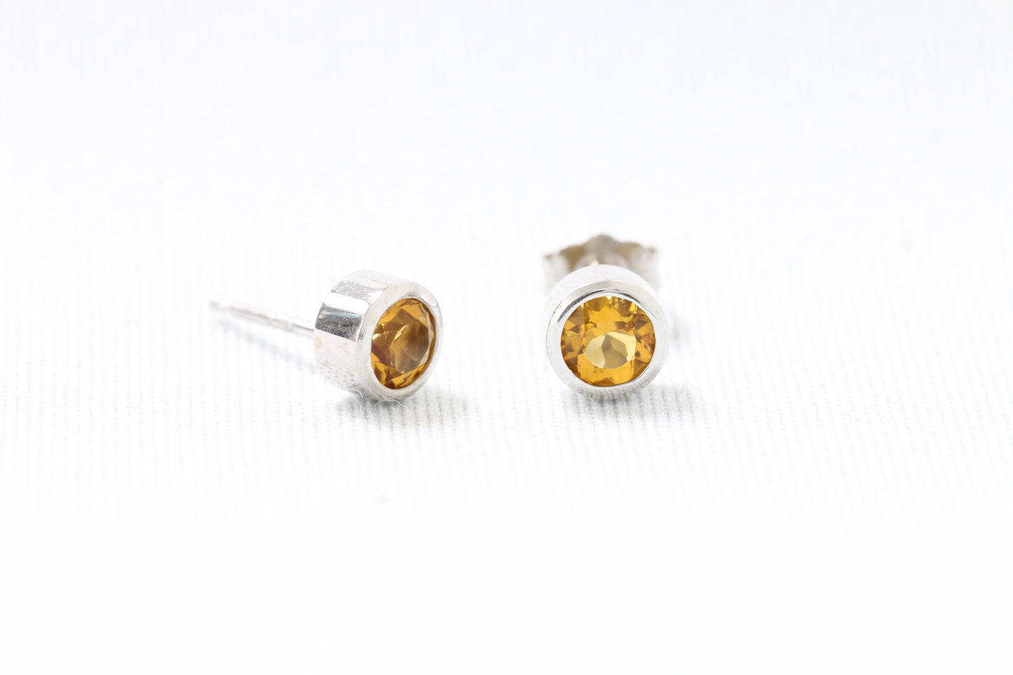 14k gold citrine bezel earring studs