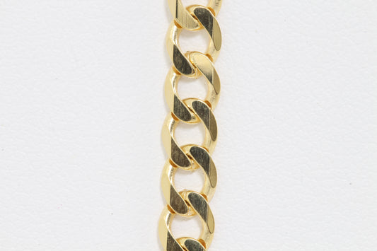 10k gold solid link open curb bracelet with lobster clasp
