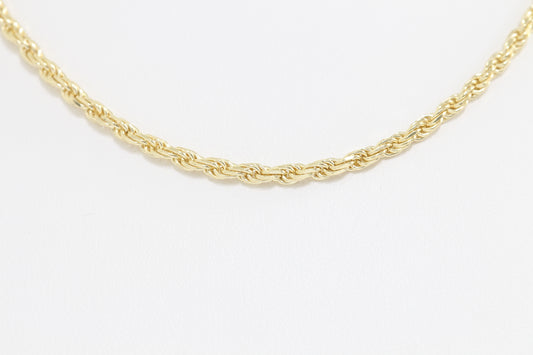 14k gold solid rope chain with lobster clasp