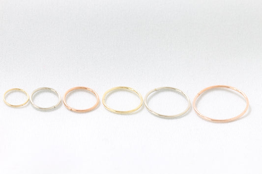 10k hoop earrings sleepers white, yellow, and rose gold.