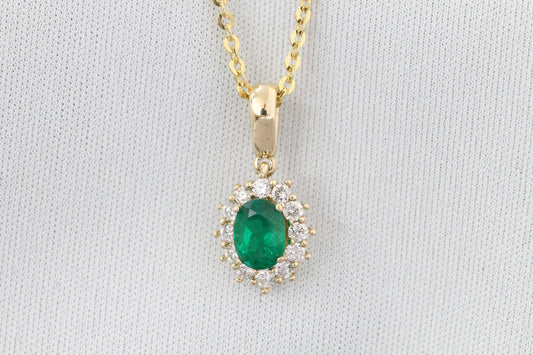 14k Emerald and diamond necklace