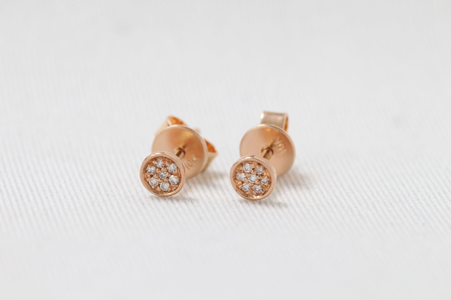 10k diamond earrings in rose, white, & yellow gold