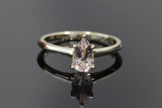 14ky Pear morganite ring