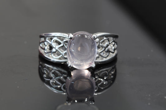 Silver rose quartz ring