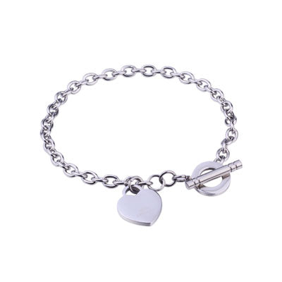 Stainless Steel Bracelet with Heart Charm.