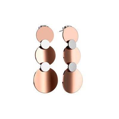 Rose Gold and White Stainless Steel Earrings