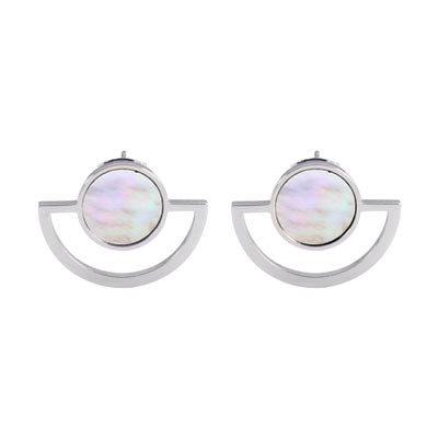 Stainless Steel Earrings with White Shell