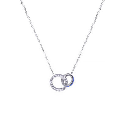 Stainless Steel Necklace with Double Ring Pendant